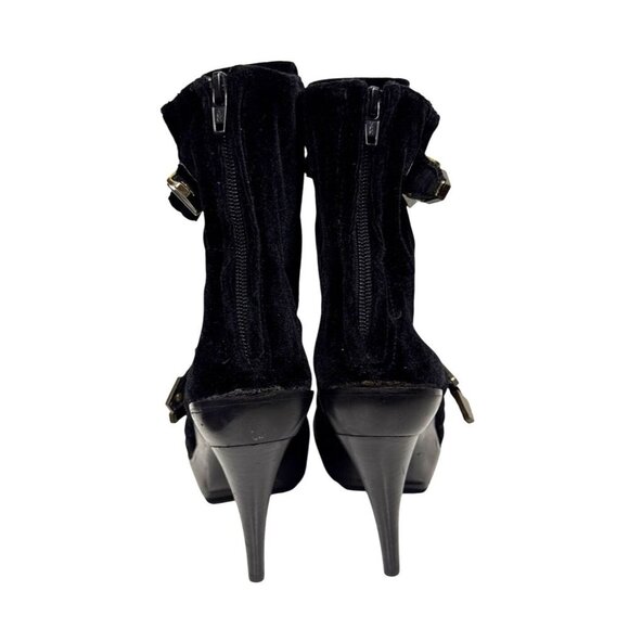 Jeffrey Campbell X LF Women's Boots Crushed Velvet Buckle Heel Black Bryce  8.5 - Picture 4 of 10
